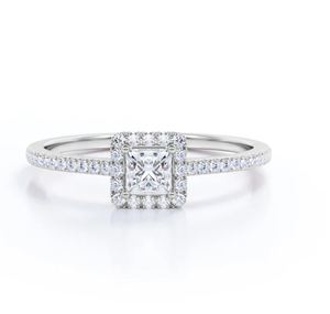 Anillo de Compromiso y Boda de Lujo Chapado en Oro de 18K con Moissanita de Corte Princesa de 0.75 Quilates, Anillo de Eternidad Cuadrado para Novia - Product Image 3