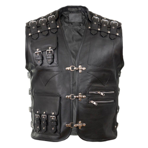 Gilet en cuir pour moto, nouveau design, décontracté, hiver, gilet de motard en cuir pour homme, respirant, haute qualité, écologique, vêtements d'extérieur pour moto - Product Image 1