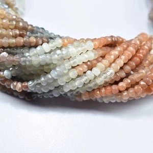 Cuentas facetadas de piedra lunar natural en forma de rondel, al por mayor, para la fabricación de collares y suministros de joyería de la India. - Product Image 2