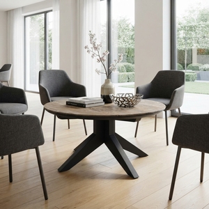 Mesa de centro redonda de madera premium, minimalista, de madera maciza de teca, mesa de té circular para sala de estar, mesa baja con estructura central para espacios y unidades. - Product Image 3