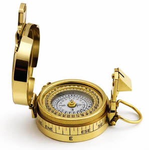 <b>Antique</b> Surveyor <b>Compass</b> with Sighting Vane Folding Cover Land Navigation <b>Compass</b> Professional Directional <b>Compass</b> Explorer - Product Image 1