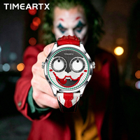 Montre à quartz TIMEARTX, marque de mode urbaine, design artistique unique, verre traité, bracelet en cuir, boucle à ardillon, montre-bracelet résistante à l'eau