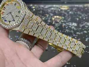 Montre Audemars de Luxe Personnalisée de Haute Qualité 46mm Or Arabe VVS Diamant Complet pour Mouvement Mécanique Moissanite Acier Inoxydable 20mm - Product Image 2