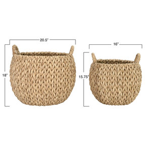 Handwoven Water Hyacinth <b>Woven</b> <b>Basket</b> with Handles for Storage - Product Image 5
