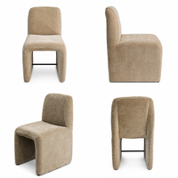 Chaise de salle à manger sans accoudoirs DM Custom Fabric avec rembourrage doux en cuir PU et support métallique pour les acheteurs en gros