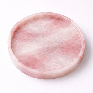 Bandeja redonda de resina rosa de última moda, muy vendida, con elegante efecto mármol para la mesa de comedor y decoración del hogar. - Product Image 1