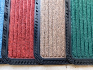 Modern Rectangle <b>Doormat</b> Set Multi Color Polyester Indoor Mat with Geometric Border for Entryway and Stairs - Product Image 4