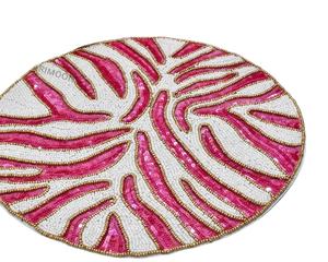 Handcrafted Round Beaded <b>Placemats</b> for Dining Table Wedding <b>Christmas</b> Decoration Family Gathering Parties from India - Product Image 5