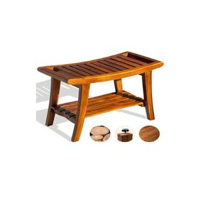 Banco de ducha de madera de teca hecho en Indonesia, muebles de madera maciza - Product Image 1
