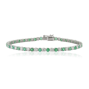 Wholesale Factory Price Dainty Emerald & Diamond Solid K14 <b>White</b> Gold Sleek <b>Bracelet</b> Minimal Stacking Jewelry Everyday Wear - Product Image 1
