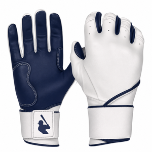 Customizable White Navy Blue Polyester/Cotton Batting Gloves Ambidextrous <b>Hook</b> Loop Closure Durable Breathable Quick-Dry - Product Image 1