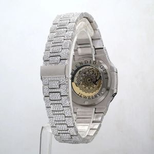Splendid Jewelry Diamond <b>Watch</b> 28mm Analog ETA Quartz Movement Sapphire <b>Crystal</b> Moissanite Silver Band Hidden Clasp Eco-Friendly - Product Image 2