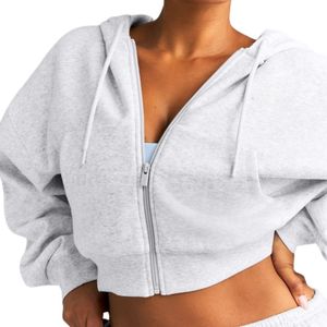 Sweat-shirt à capuche zippé personnalisé pour femme, manches longues, veste décontractée de sport, capuche à cordon, vêtement en polaire OEM ODM - Product Image 6