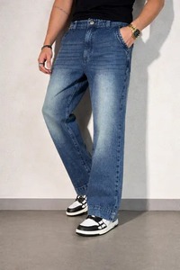 Jean décontracté ample et déchiré à coupe décontractée, jambe large, taille mi-haute, en denim de coton mi-lourd, respectueux de l'environnement - Product Image 5