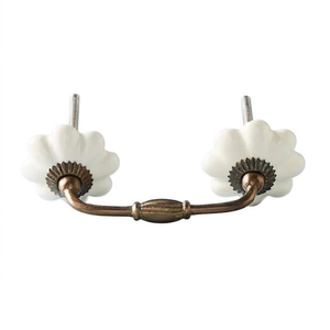 Luxury Floral <b>Ceramic</b> Drawer Handle Decorative Cabinet Pull Vintage Brass Furniture Hardware <b>for</b> Wardrobes Drawers and Cabinets - Product Image 1