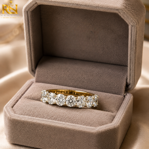 Oval Cut Lab Grown Diamond Half Eternity Band 18K Gold Shared Prong <b>Stacking</b> <b>Ring</b> Women | OEM ODM Wholesale Jewelry B2B Supplier - Product Image 2