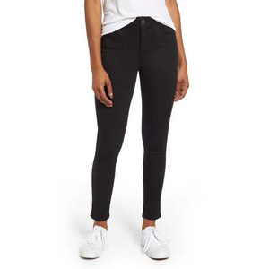 Jeans de Mezclilla para Mujer, Talla Grande, Cintura Alta, Color Negro Sólido, Transpirables, Corte Regular, Lavado Oscuro, Pantalones Casuales para Invierno - Product Image 1