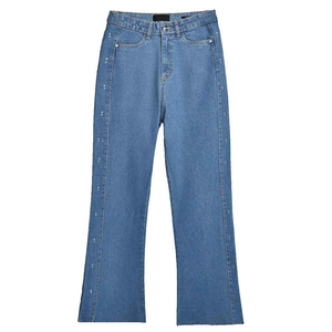 High-Waist Straight-Leg Denim <b>Jeans</b> Regular Fit Midweight Cotton Casual Style Autumn Wear - Product Image 3