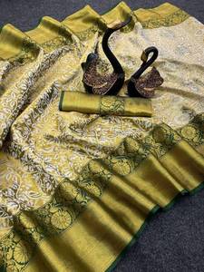 Sari de Seda Banarasi de Lujo con Bordado Zari, Sari Tradicional Indio para Bodas, Sari de Diseño Étnico para Fiestas - Product Image 6