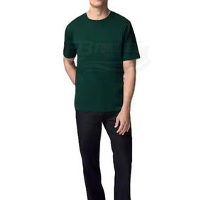 T-shirt de fitness vert pour homme, 100% coton, coupe classique, col rond, séchage rapide, respirant, motif uni, manches courtes - Product Image 6