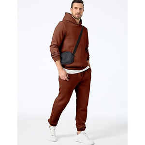 Men Winter Hooded Color Blocking Tracksuit <b>Set</b> Full Zip Hoodie Jogger Pants Casual Sportswear Gym Running Outfit - Product Image 2