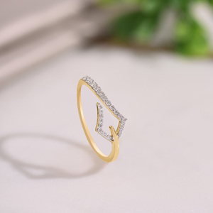 Bague géométrique en diamant de culture pour femmes |   Bague de luxe en or et diamants en or massif 10K, 14K ou 18K et en argent 935 ou 925 - Product Image 1