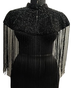 New Trend High Fashion Super Embroidered Sequined Heavily Hand Embellished Plus Size Women's <b>Black</b> Sassy Breathable England - Product Image 1