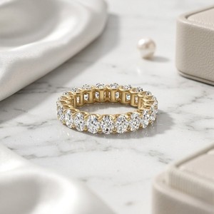 5.10CTW Vintage Oval Cut Lab Grown Diamonds Prong <b>Set</b> <b>Gold</b> Plated for Certified Eternity <b>Ring</b> - Product Image 3