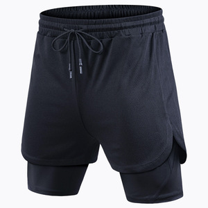 Wholesale Quick Dry Sport <b>Shorts</b> <b>with</b> Drawstring Waist and Inner <b>Liner</b> High Waist Knitted Fitness <b>Shorts</b> - Product Image 2