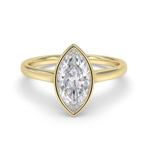 Marquise Bezel <b>Set</b> Solitaire <b>Ring</b> 0.30 Ct Lab Grown Diamond In 18K <b>Gold</b> And Platinum - Product Image 2