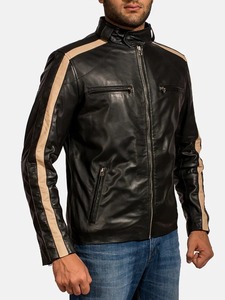 Chaqueta de Cuero para Motociclista Beetle Negra para Hombre, Estilo Cafe Racer, Ropa de Calle - Product Image 3
