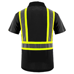 Chaqueta de Seguridad de Alta Visibilidad Reflectante y Transpirable 100% Algodón con Capucha, Franjas Negras y Amarillas, Ropa de Trabajo - Product Image 2