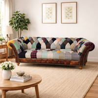 Canapé Chesterfield convertible moderne 3 places, design patchwork, confort intemporel, sièges élégants pour les salons