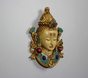 Tibetan Nepalese Style Resin Shiva Mask Wall Plaque Vintage Shiva Statue with <b>Stone</b> Mosaic Work Traditional Religious Hindu - Product Image 6