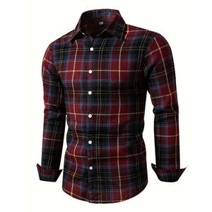 Chemise en flanelle à carreaux pour homme, coupe ajustée, tissu doux, design rétro, style moto, vente en gros OEM 2026 - Product Image 1