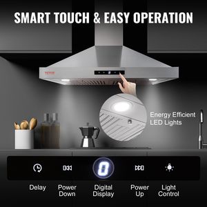 Tappa a parete da 30 pollici canalina per camino in stile stufe da cucina con filtro permanente in acciaio inossidabile Ventola di scarico a 3 velocità 2 - Product Image 5