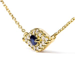 Collana con Pendente Occhio Turco in Oro Giallo 10K, 18 Pollici, con Zaffiro Blu e Accenti di Diamanti, Colore H-I, Purezza I1-I2, Gioielleria Fine - Product Image 3