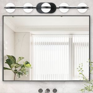 Moderna Lampada da Bagno a LED Minimalista da 35 Pollici con 5 Lampadine, Paralumi in Acrilico Effetto Sabbia Cristallina, Montaggio a Parete - Product Image 2