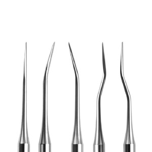 BAFA BSI-RE-8521 Juego de 5 Elevadores Dentales Ergonómicos de Acero Inoxidable, Extensibles, Mínimamente Invasivos, para Extracción de Dientes, Instrumento Plateado - Product Image 1