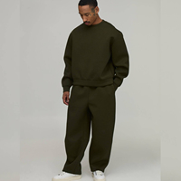 Ensemble de survêtement en molleton technique de haute qualité avec sweat à capuche et pantalon évasé, sweat-shirt à col rond et pantalon ample en coton
