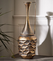 Juego de Dos Jarrones Decorativos de Mesa con Acabado Plateado Brillante, Jarrón Metálico para Decoración del Hogar, Jarrón para Flores, Decoración para Bodas y Fiestas
