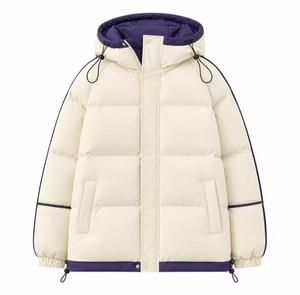 Blouson matelassé enduit pour homme avec capuche, fermeture éclair frontale, coupe-vent, décontracté, pour l'hiver, couleur unie, coupe régulière, en polyester et fourrure - Product Image 2