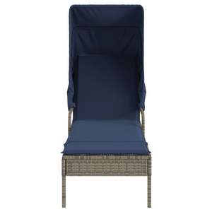 2-Piece Gray Poly <b>Rattan</b> Sun <b>Loungers</b> with Canopies and Table Durable Outdoor Furniture - Product Image 4