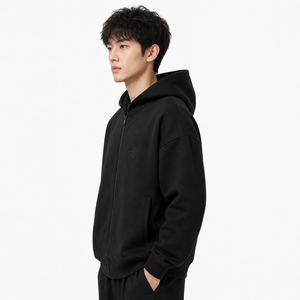 Sweat-shirt à capuche zippé en molleton 100 % coton pour homme, coupe classique, idéal pour l'hiver et les tenues décontractées - Product Image 5
