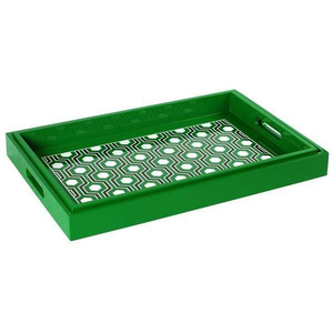 Plateaux de service rectangulaires en MDF coloré de luxe, motif géométrique, finition laquée, avec poignées, pour la maison, la cuisine et le café - Product Image 2