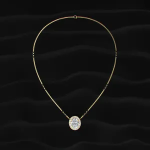 Pendentif demi-fleur en diamant ovale cultivé en laboratoire, diamant CVD, or, couleur D-E, clarté VVS-VS, certifié IGI, pour fiançailles et mariage - Product Image 3