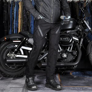 Motorcycle Leather Cordura Riding Pants with CE Removable Knee & Hip <b>Protectors</b> | Waterproof Biker Trousers | Hike Impex - Product Image 4