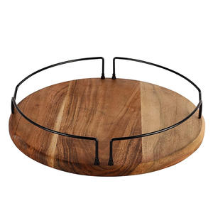 Organisateur de plateau tournant en bois écologique Lazy Susan Plateau d'affichage des aliments pour comptoir Meilleure vente de bac à nourriture Épices Garde-manger Stockage - Product Image 1