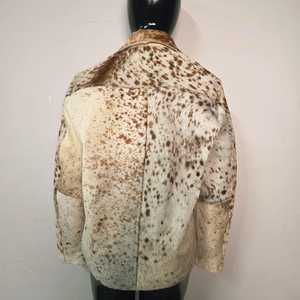 Blouson de motard en cuir véritable pour homme, motif vachette, col rabattable, fermeture éclair, coupe classique, hiver, décontracté, fourrure synthétique épaisse - Product Image 2