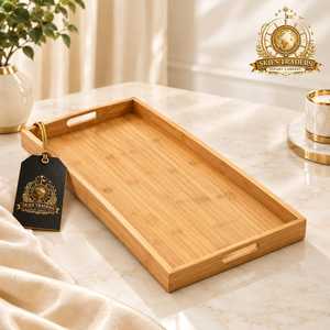 Bandeja de Servir de Bambú Natural con Asas de Metal Dorado, Rectangular, para Comida, Desayuno, Café, Plato de Servir para Cocina - Product Image 5